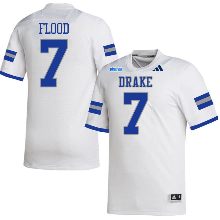 Drake Bulldogs #7 J.R. Flood College Football Jerseys,Uniforms-White
